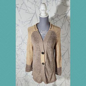 Akira Art To Wear Beige Knit Button Front Cardigan